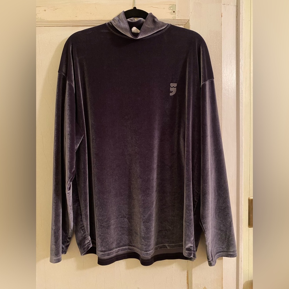 Authentic A-Nothing drop shoulder velvet turtle neck in Charcoal color